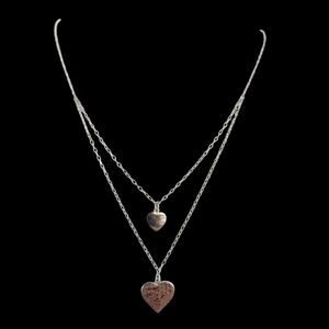 Dainty Two Heart Pendant Layer Necklace 925 Sterling Silver